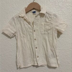 boys eyelet button down top cream cotton